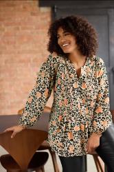 EVANS Plus Size Natural Brown Leopard Print Pintuck Blouse | Evans  3