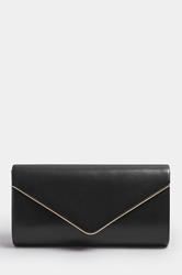 Black Faux Leather Metal Trim Clutch Bag | Yours Clothing 3