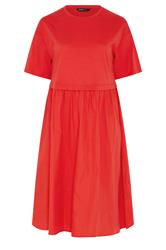 YOURS Curve Orange Poplin T-Shirt Midi Dress