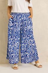 EVANS Plus Size Blue Abstract Print Wide Leg Trouser | Evans 3