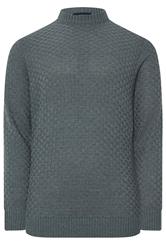 BadRhino Big & Tall Storm Blue Textured Crew Neck Knitted Jumper