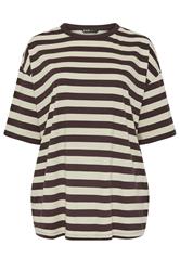 YOURS Curve Chocolate Brown & Cream Boxy T-Shirt