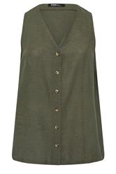 YOURS Curve Khaki Green Linen Waistcoat