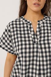 YOURS Plus Size Natural Brown Check Overhead Half Placket Shirt | Yours Clothing 4