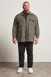 JACK & JONES Big & Tall Black Check Long Sleeve Overshirt | BadRhino 1