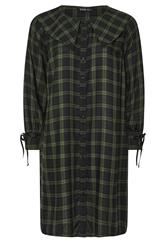 YOURS Curve Khaki Green Check Collar Mini Dress