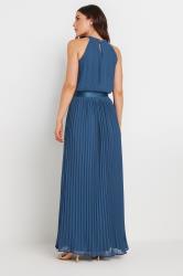 LTS Tall Women's Blue Halterneck Pleated Maxi Dress | Long Tall Sally 2