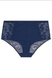 YOURSET 2 PACK Plus Size Navy Blue & White Embroidered Full Briefs | Yours Clothing 9