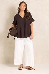 EVANS Plus Size Chocolate Brown Front Pleat Blouse | Evans 1