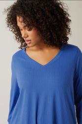 EVANS Plus Size Blue Premium Ribbed Modal Blend Swing Top | Evans 5