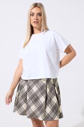 LIMITED COLLECTION Plus Size Natural Brown Check Pleated Skirt | Yours Clothing 3