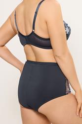 YOURS Curve Navy Blue Floral Embroidered Full Briefs | Yours Clothing 2