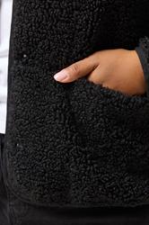 YOURS Plus Size Black Collarless Fleece | Yours Clothing 4
