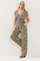 LTS Tall Women's Chocolate Brown Zebra Wrap Jumpsuit | Long Tall Sally 2
