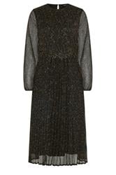 M&Co Women's Black Abstract Spot Pleated Midi Dress | M&Co 5