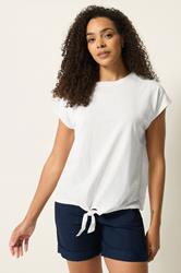 M&Co Ivory White Cotton Embroidered Tie Front T-Shirt | M&Co 3