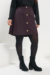 YOURS Plus Size Purple Leopard Button Front Mini Skirt | Yours Clothing 3