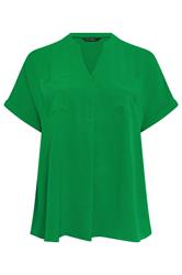 EVANS Curve Green Short Sleeve Utility Blouse