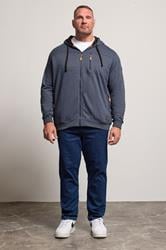 D555 Big & Tall Navy Blue Marl Zip Through Hoodie | BadRhino 1