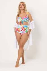 YOURS Plus Size Pink Mixed Tropical Super High Waist Bikini Brief | Yours Clothing 5