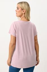 YOURS Plus Size Light Pink Core T-Shirt | Yours Clothing 2