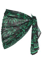 YOURS Plus Size Black & Green Tropical Leaf Wrap Beach Sarong | Yours Clothing 5
