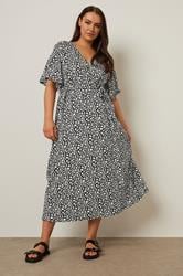 YOURS Plus Size Black Abstract Print Wrap Maxi Dress | Yours Clothing 3