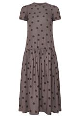 PixieGirl Petite Women's Chocolate Brown Polka Dot Drop Waist Maxi Dress | PixieGirl 6