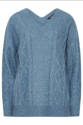 LTS Tall Blue Cable Knit V-Neck Jumper