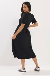 PixieGirl Petite Women's Black Textured Short Sleeve Midi Dress | PixieGirl 2