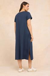 EVANS Plus Size Navy Blue Premium Cotton Dress | Evans 5