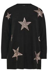 YOURS Curve Black Sequin Embellished Star Jumper