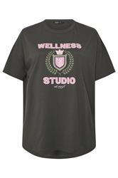 YOURS ACTIVE Curve Grey 'Wellness Studio' T-Shirt