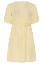 YOURS Curve Yellow Puff Ball Wrap Dress