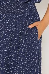 YOURS Plus Size Navy Blue Ditsy Floral Smock Dress | Yours Clothing 4