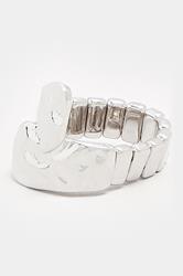 Silver Tone Textured Hammered Stretch Ring | Yours Clothing 2