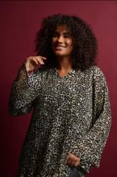 EVANS Plus Size Natural Brown Leopard Print Blouse | Evans 1