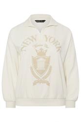 LIMITED COLLECTION Plus Size Cream 'New York' Quarter Zip Sweatshirt | Yours Clothing 5