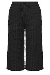 YOURS Curve Black Bubble Textured Cropped Trousers