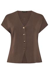 LIMITED COLLECTION Curve Chocolate Brown Short Sleeve Compact Knitted Top