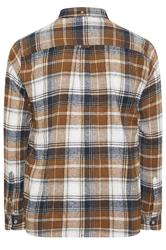 BadRhino Big & Tall Tan Brown & Navy Blue Brushed Checked Shirt | BadRhino 8