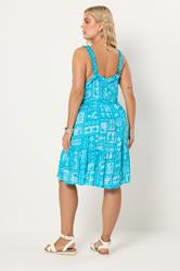 YOURS Plus Size Blue Mixed Shell Print Dress | Yours Clothing 4