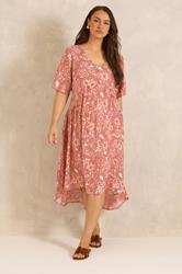 EVANS Plus Size Rust Orange High-Low Midi Dress | Evans 2