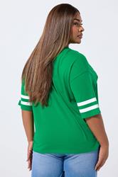 LIMITED COLLECTION Plus Size Green 'Manhattan 90' Varsity Print T-Shirt | Yours Clothing 4
