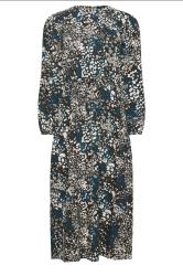 PixieGirl Petite Women's Blue Woven Abstract Tie Waist Midi Dress | PixieGirl 5
