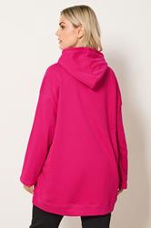 YOURS Plus Size Hot Pink Seam Detail Hoodie | Yours Clothing 2