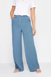 LTS Tall Womens Blue Chambray Wide Leg Trousers | Long Tall Sally 1