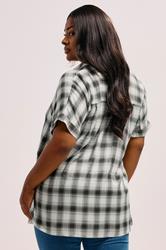 YOURS Plus Size Black Check Short Sleeve Shirt | Yours Clothing 2