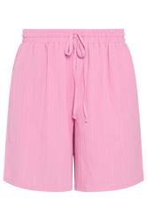 YOURS Plus Size Pink Textured Woven Shorts | Yours Clothing 5