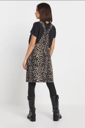 PixieGirl Petite Women's Natural Brown Leopard Print Denim Pinafore | PixieGirl 2
